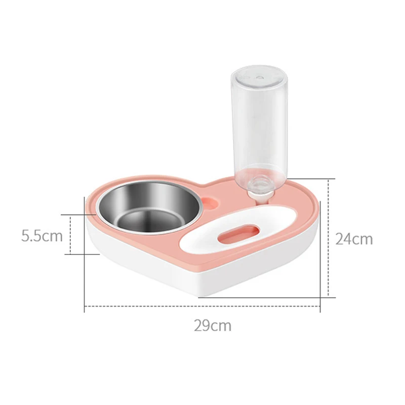 

Heart Shape Cat Bowl Water Dispenser Automatic Water Storage Dog Cat Food Bowl Food Container Pet Waterer Feeder Pet Supplies