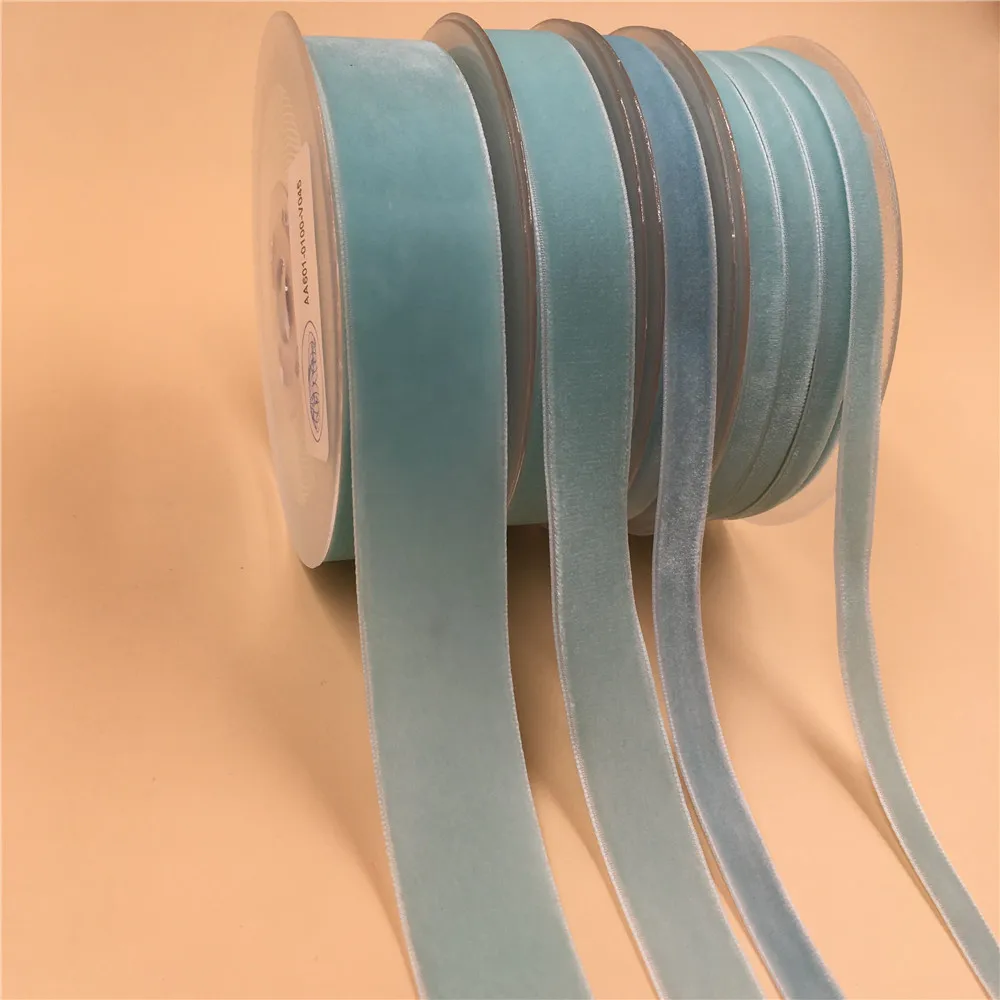 6mm/9mm/15mm V045 Blue Single Face Velvet Ribbon For Handmade Gift Bouquet Wrapping Supplies Home Party Decoration Christmas | Дом и сад