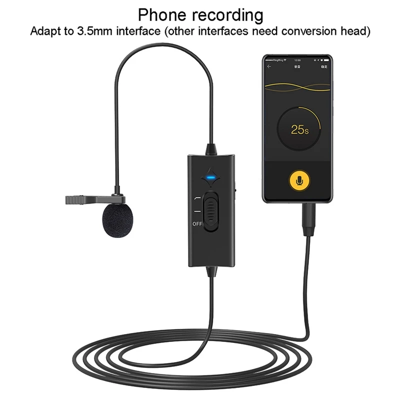 Lavalier Microphone 3.5Mm Audio Video Record Professional Noise Reduction For Phone/Camera/Interview/Vlog | Электроника