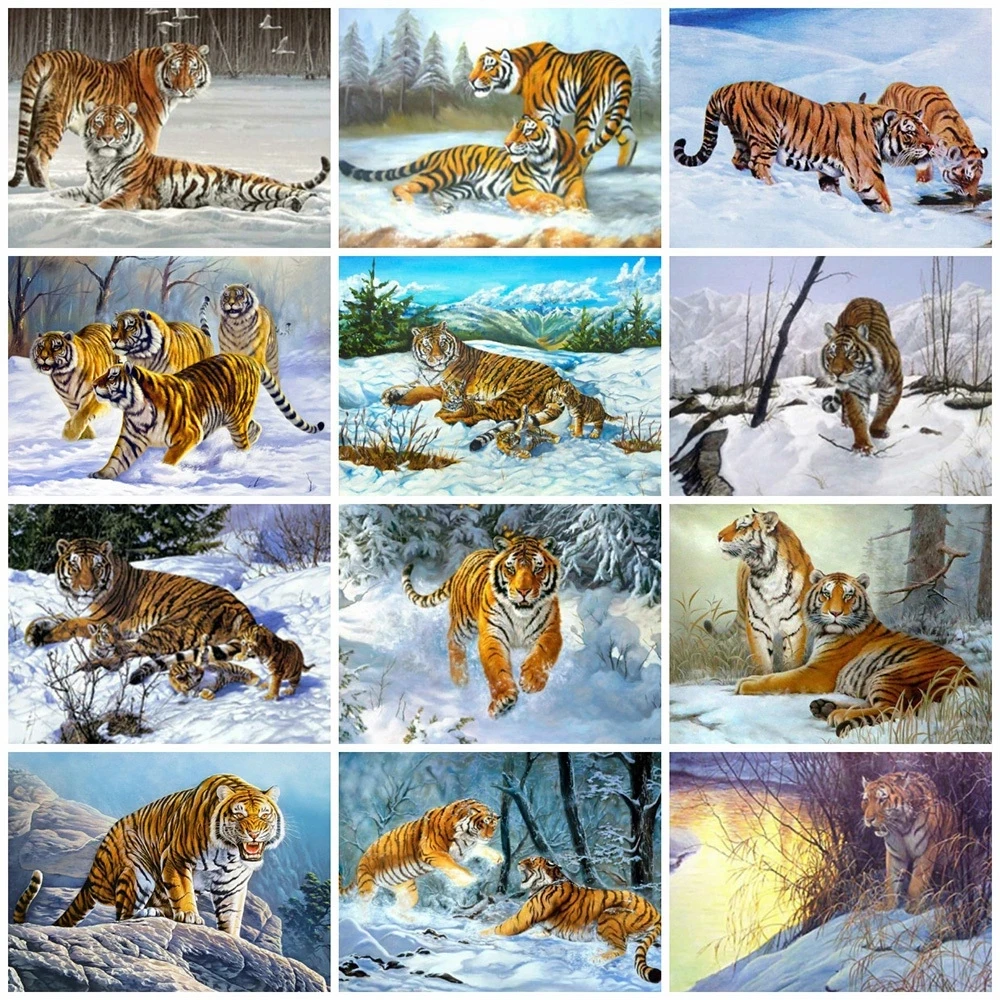 

Sontonga Diamond Painting Full Square New Arrival Tiger 5D Diamond Mosaic Sale Winter Pictures of Rhinestones Handmade Gift
