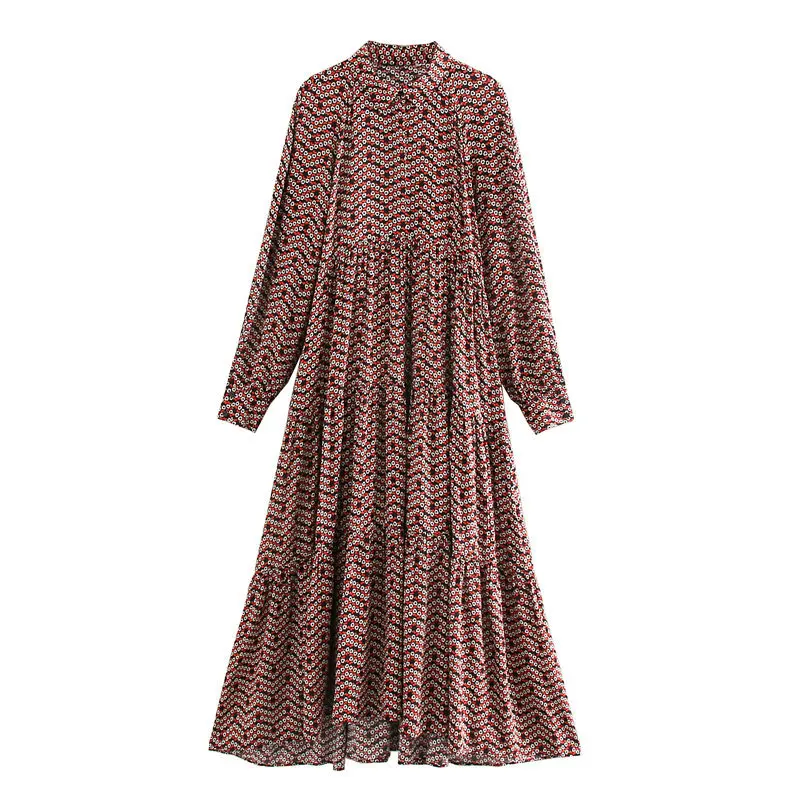 Новинка 2020 женское платье с длинным рукавом и цветочным принтом повседневные