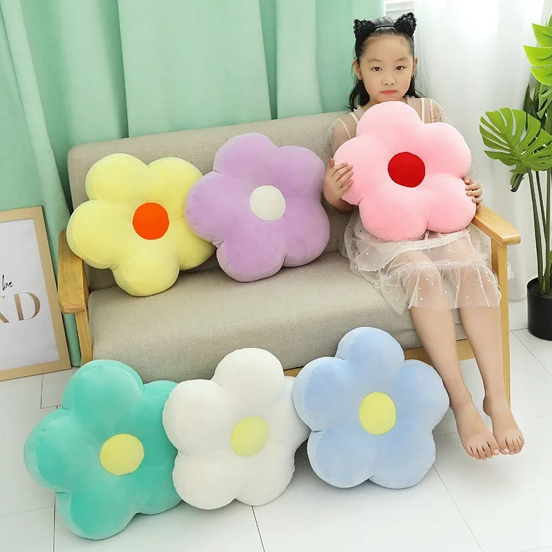 

40 Cm Kawaii Colorful Flower Plush Pillow Toy Cartoon Plant Chair Doll Cushion Sofa Kid Birthday Gift