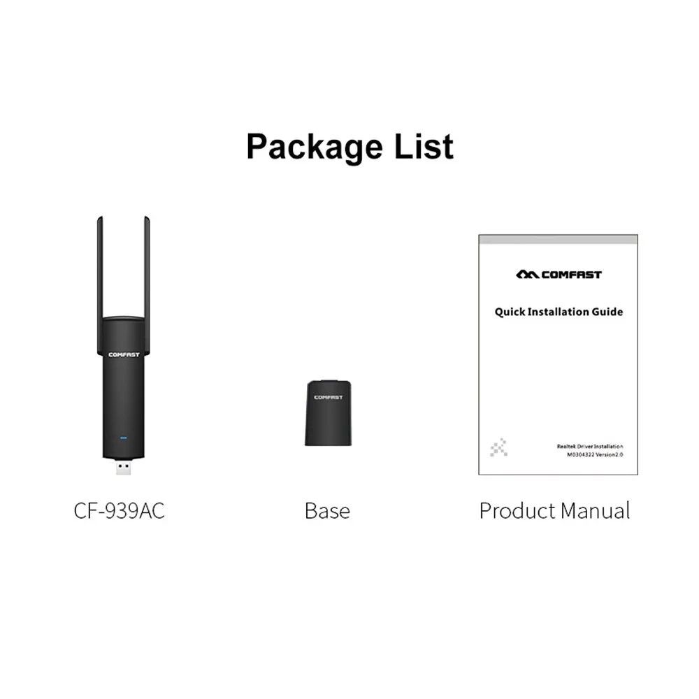 

COMFAST CF-939AC Network Card 2.4G 5G Dual Band 1900Mbps Gigabit WiFi Extender USB3.0 Wireless Gaming Network Card