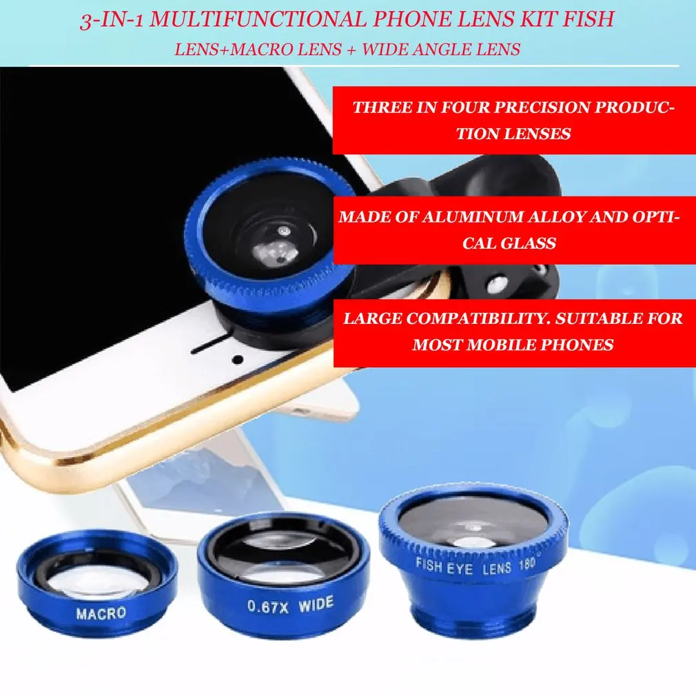 

4-In-1 Multifunctional Phone Lens Kit Fashion High-Grade Aluminum Alloy Transform Phone Into Professional Camera
