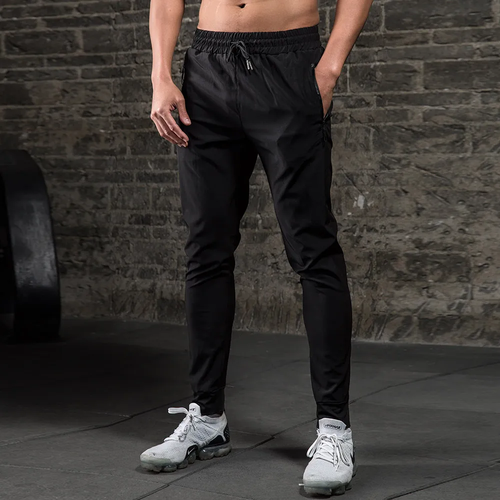 Joggers Sweatpants Men's Casual Pants Solid Color Gyms Fitness Workout Sports Pants Autumn Winter Male Ice Silk Track Pants