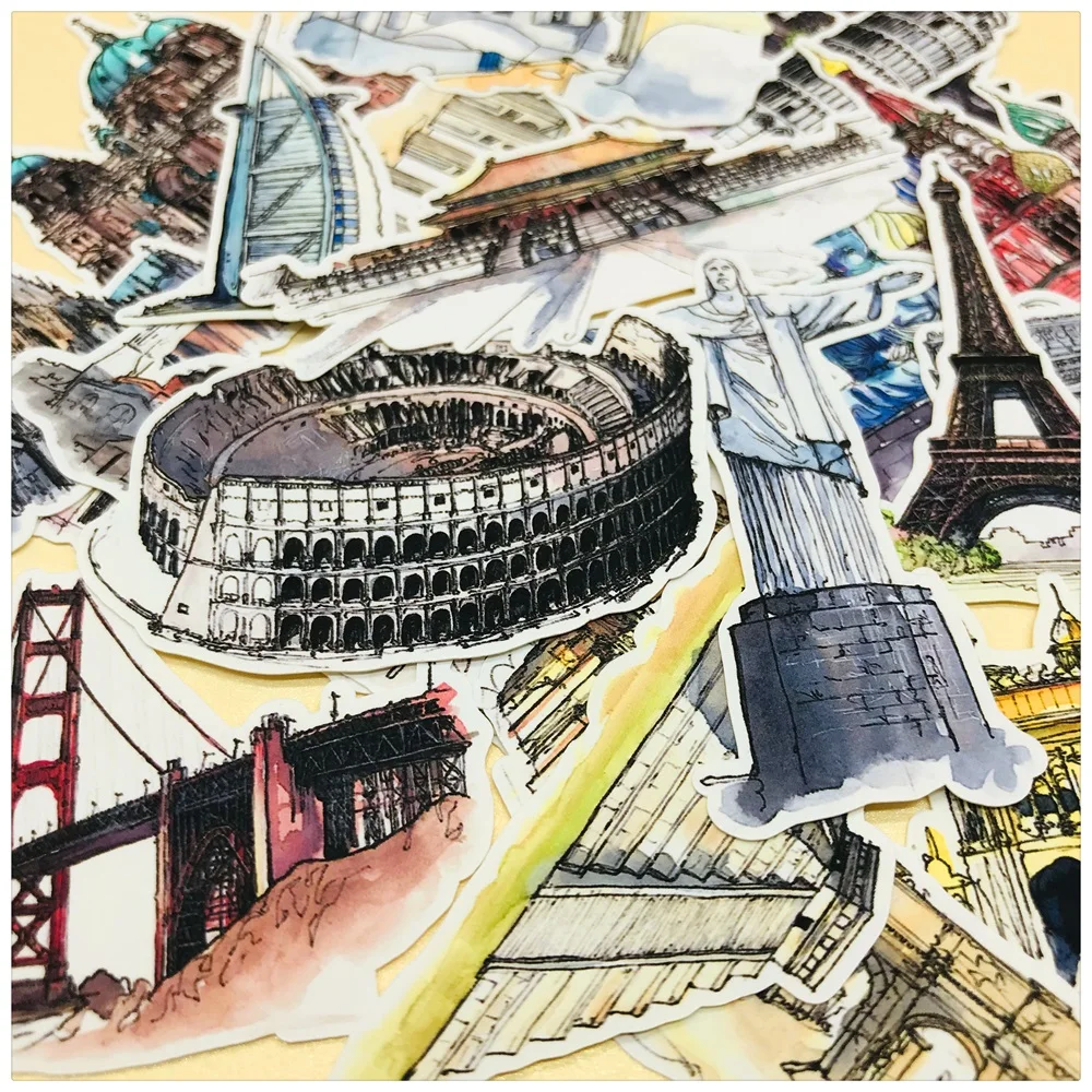 42 звёздочки винтажные дорожные всемирно известные строительные наклейки