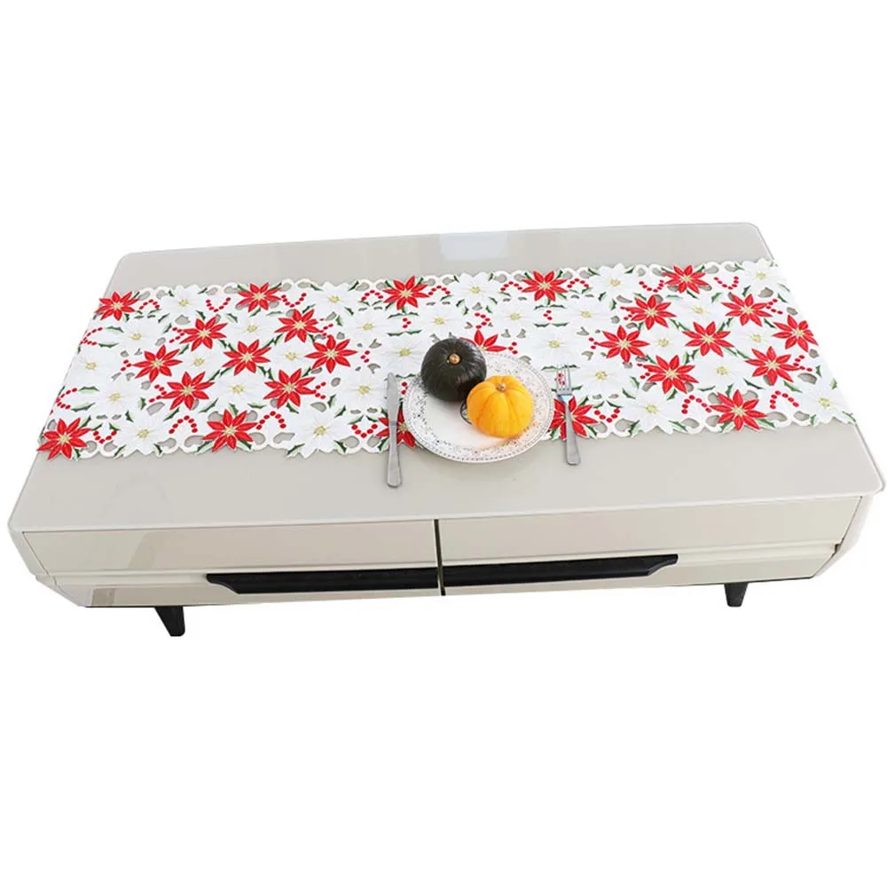 Рождественская настольная дорожка украшение для стола пуансетция лист Падуба