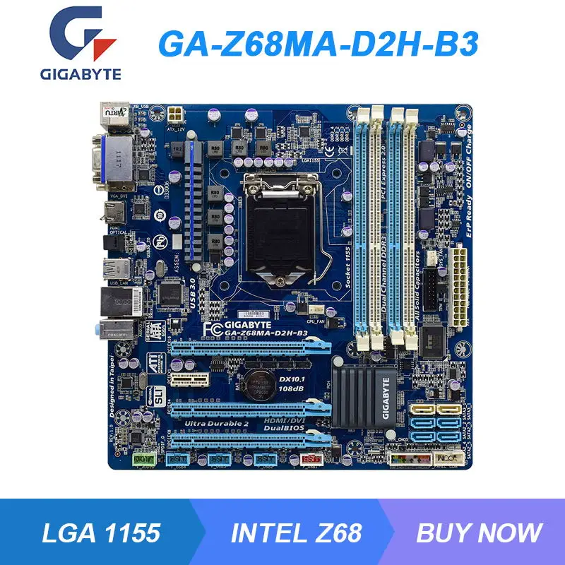 

GA-Z68MA-D2H-B3 For GIGABYTE LGA 1155 Intel Z68 Desktop PC Motherboard DDR3 32GB PCI-E X16 HDMI SATA3 USB3.0 Core i3 i5 i7 Cpus