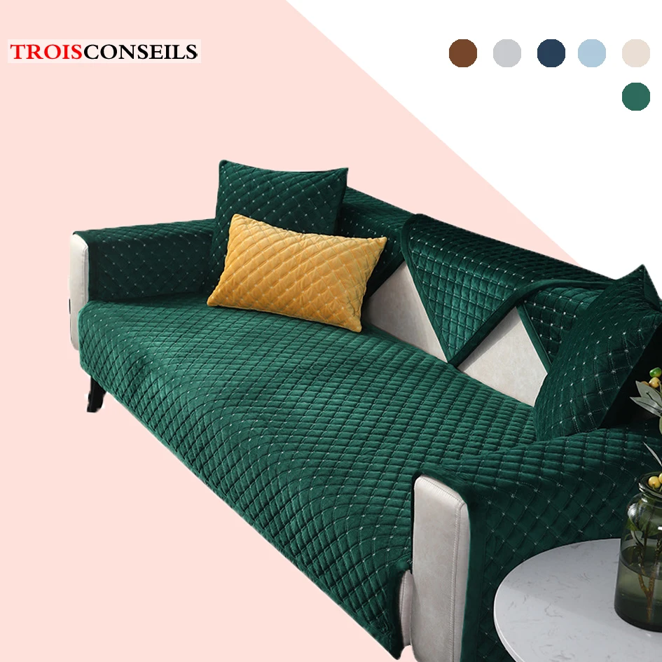 

Soft Velvet Thicken Plush Fabric Sofa Cover Sofa Towel Solid Color Couch Cover Seat Cover for Living Room Corner Sofa Towel