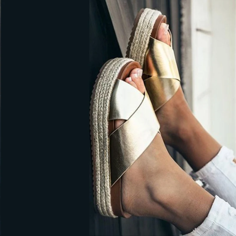 Сандалии женские на платформе повседневные шлепанцы Леопардовый принт открытый