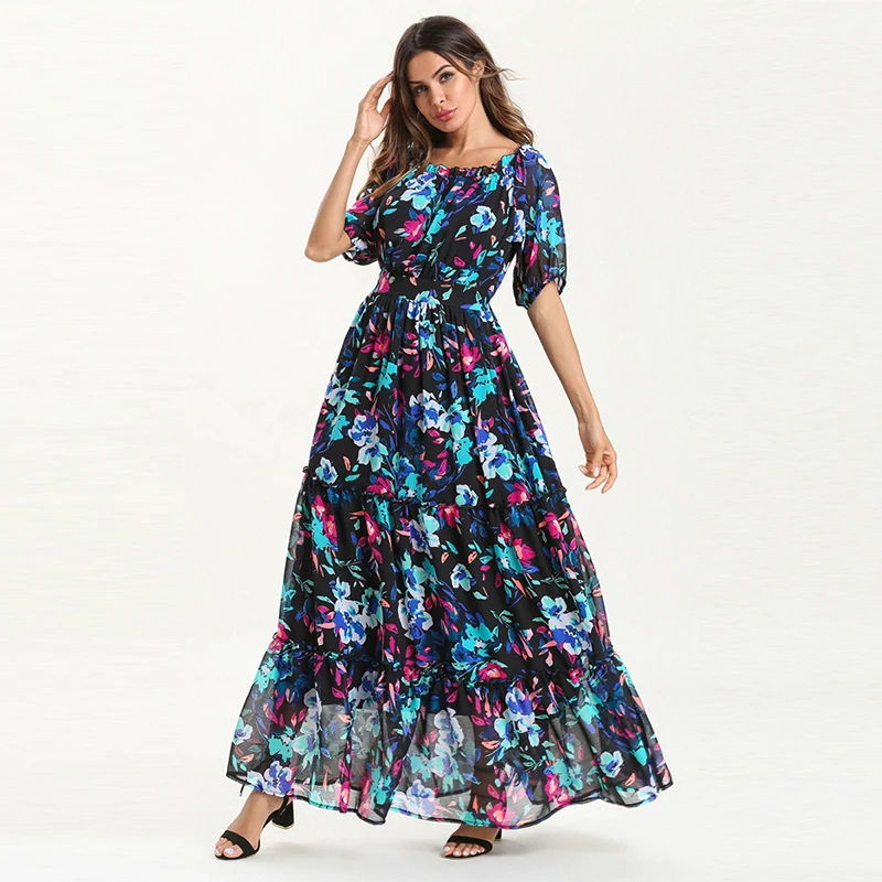 Последнее мусульманское шифоновое платье Арабский Дубай Кафтан сзади на талии