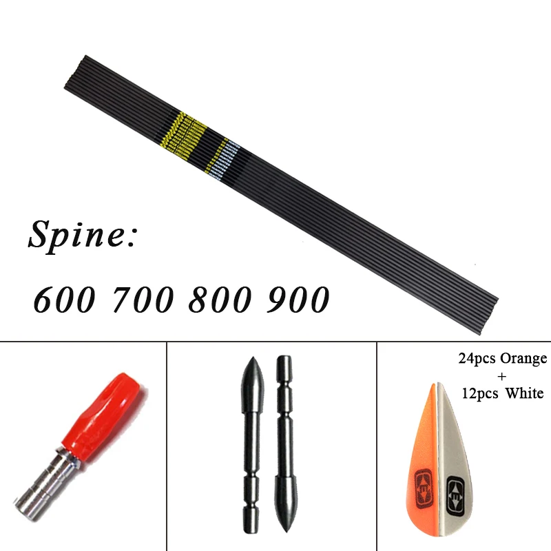 12 шт. карбоновые стрелы для стрельбы из лука вал Sp600 1 75 дюймов пластиковые