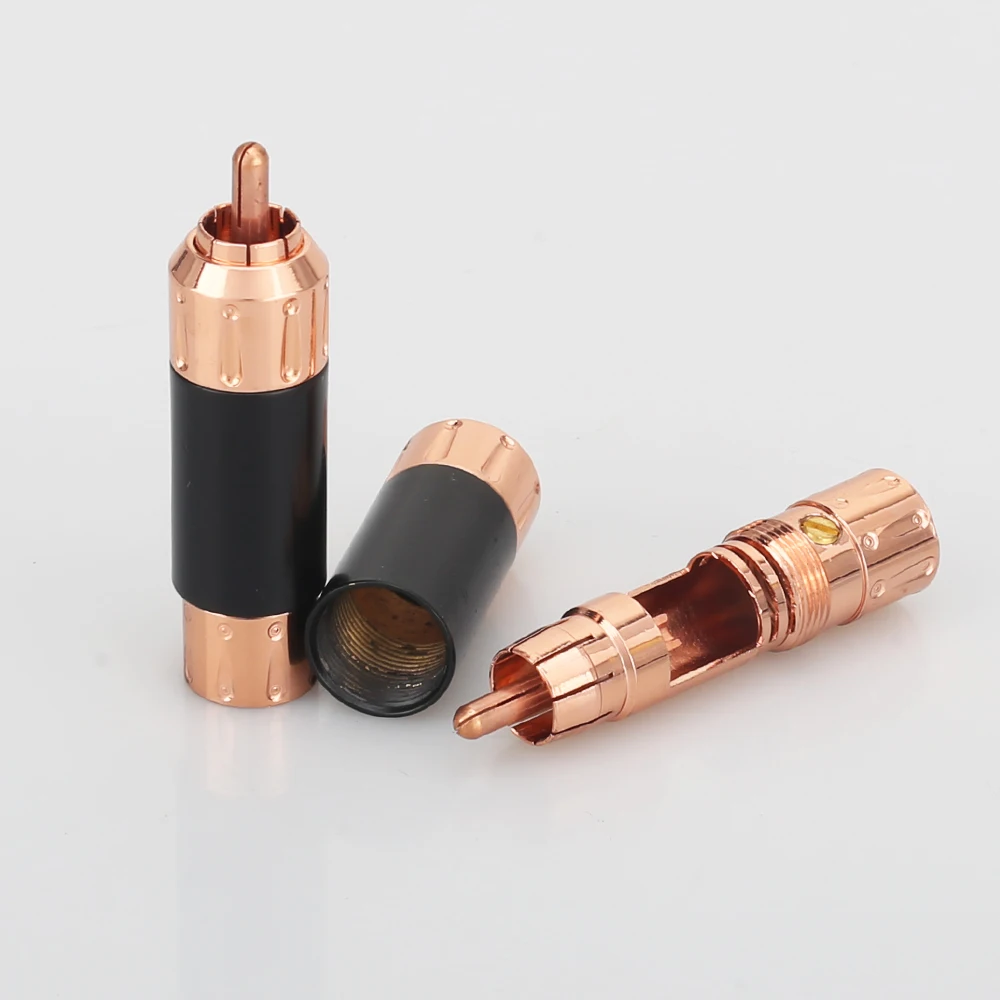 A081 Pure copper Plated RCA Audio Plug RCA Connector RCA male plug adapter Video/Audio Wire Connector Support 9mm W