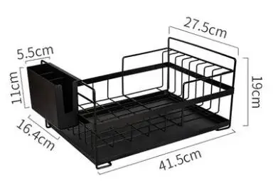 1layer-black 2 яруса сушилка для посуды кухонный держатель для мытья корзина Железный Съемный нож раковина Сушилка сушилка Органайзер pf921999 - Цвет: 1layer-black