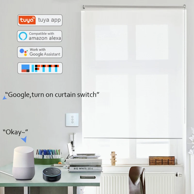Smart Life шторка с WIFI переключатель для Электрический моторизованный занавес слепой Ролик затвора Голосовое управление для Google Home Amazon Alexa