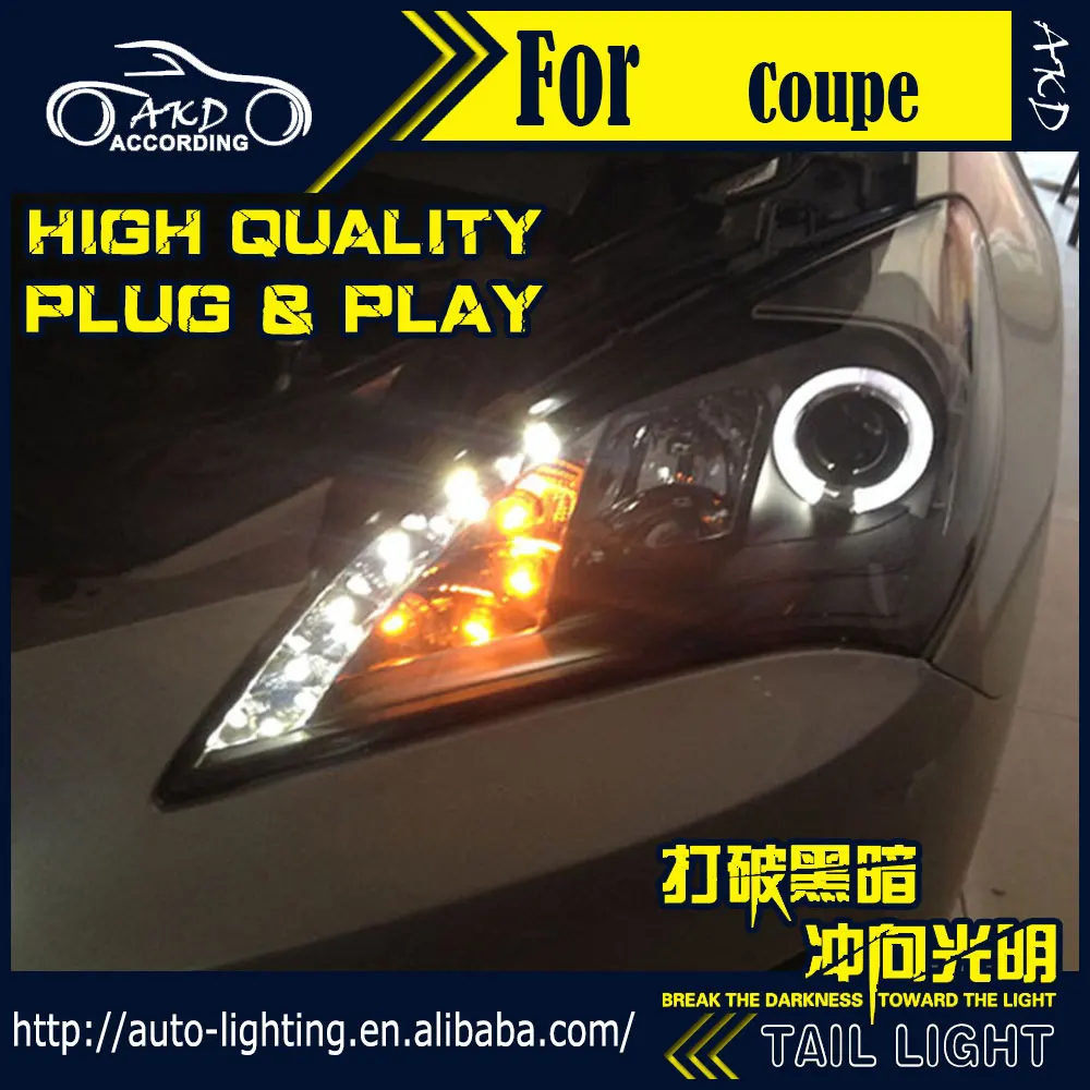 AKD автостайлинг фара для Hyundai Genesis Coupe фары Rohens светодиодный ная H7 D2H Hid опция