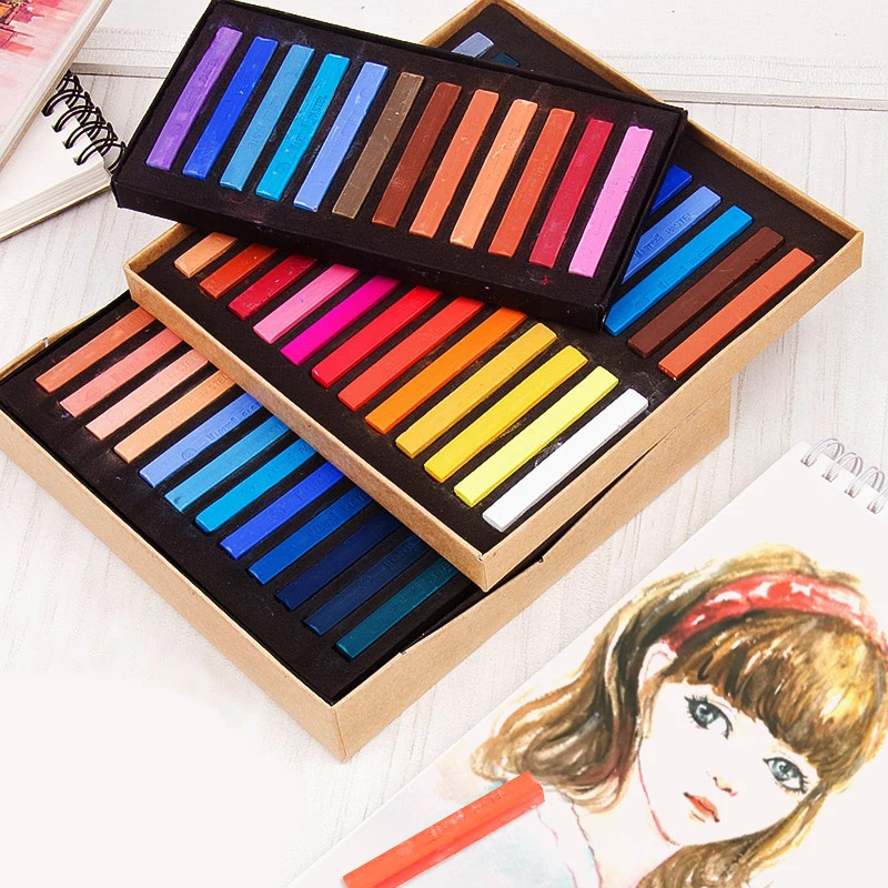 

12/24/36/48 Colors Painting Crayons Soft Dry Pastel Set Art DIY Drawing Set Chalk Color Crayon Brush Stationery for Students