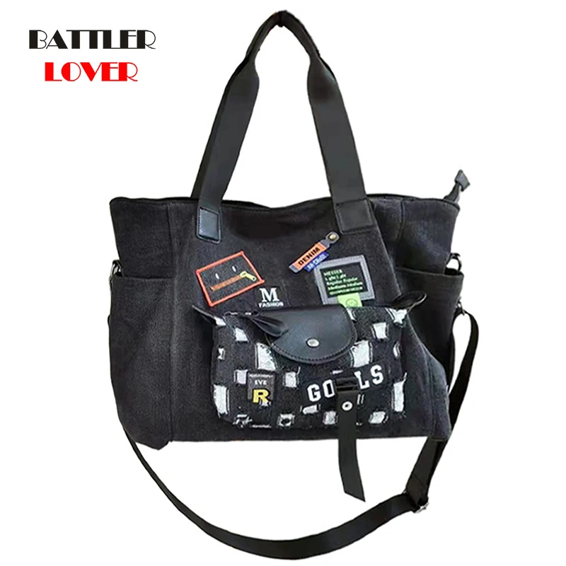 

Denim Punk Woman Big Capacity Crossbody Bag For Women Purses And Handbag Shoulder Travel Bag Female Casual Designer Clutch Totes