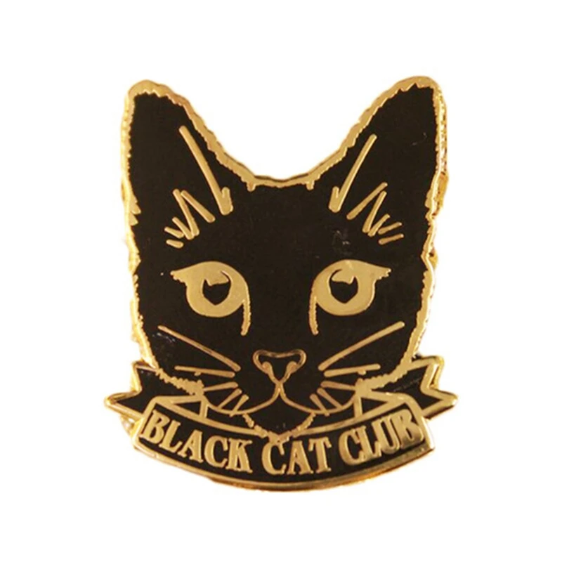 Черная кошка клуб любитель кошек эмалированная брошь на рюкзак шапку свободный