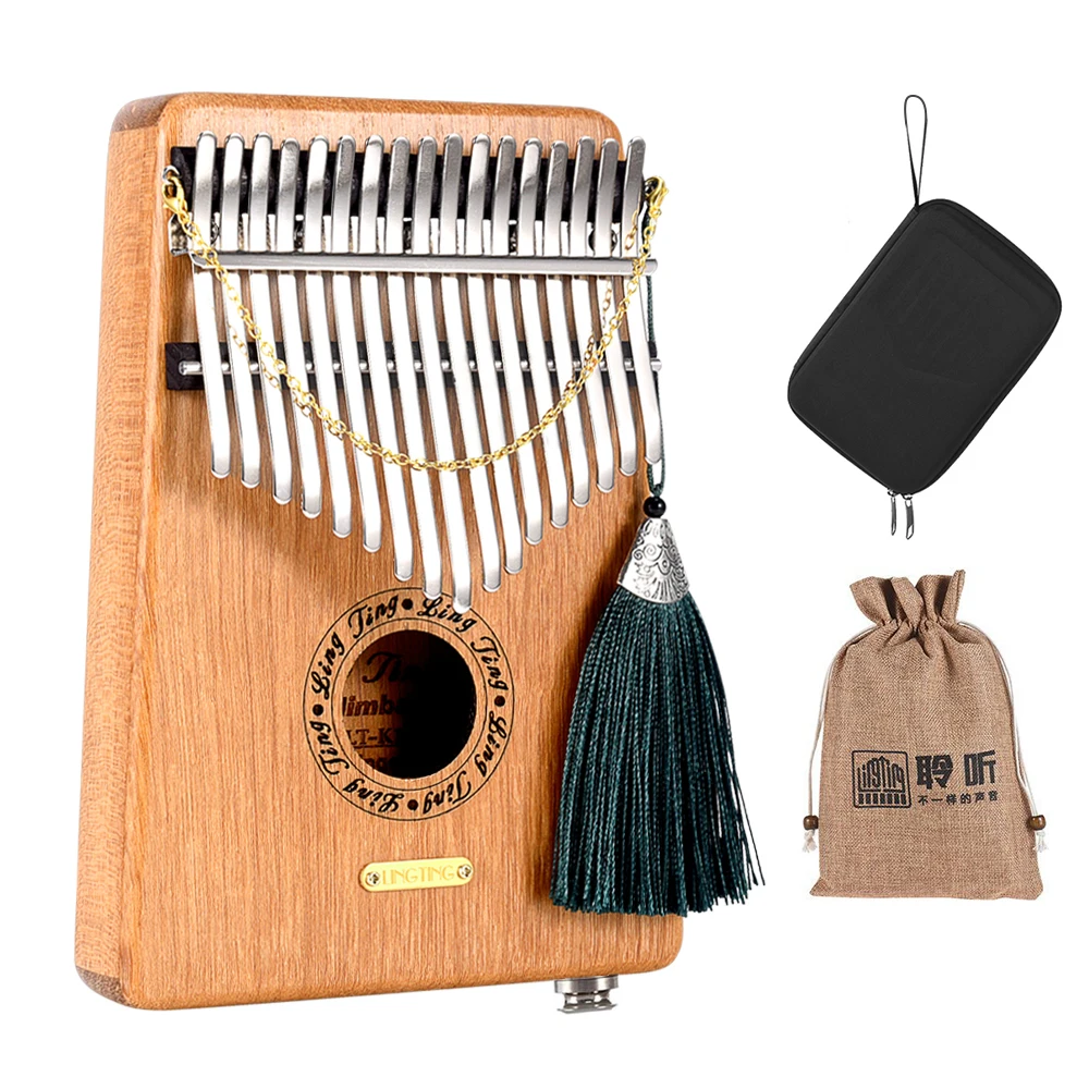 

LINGTING K17GEQ 17-keyThumb Piano Kalimba Mbira G Tonality Sandalwood Built-in Pickup with Case Music Book Sticker Tuning Hammer