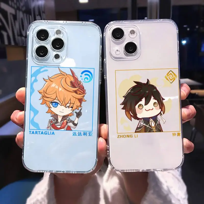 

Genshin impact zhongli xiao hutao Phone Case For iphone 13 12 11 8 7 plus mini x xs xr pro max Transparent soft