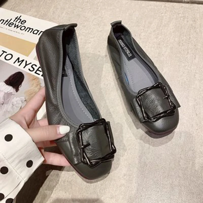 Балетки женские из натуральной кожи повседневные туфли на платформе криперы