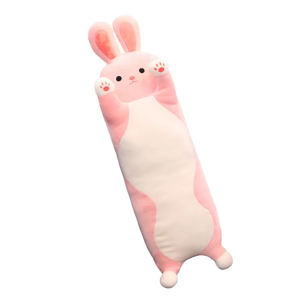 

Adorable Rabbit Pillow Plush Long Throw Pillow Sofa Back Cushion for Home