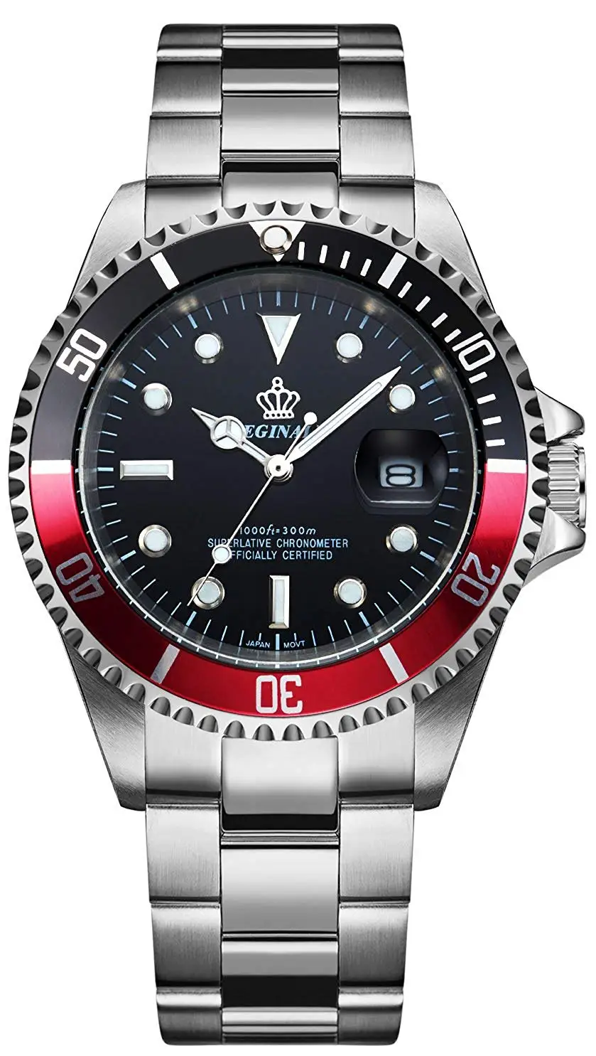 Reginald роскошные часы Для мужчин вращающийся ободок GMT Дата сапфир