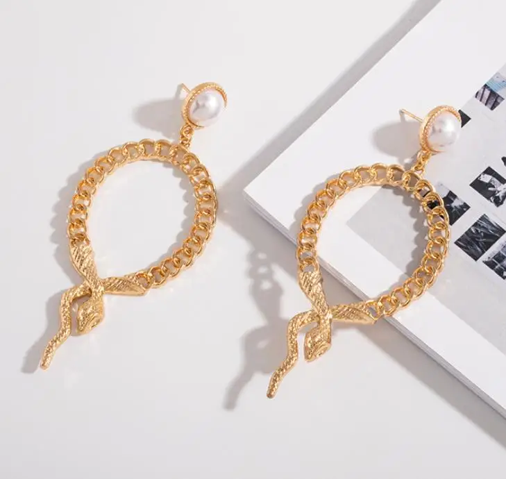 Серия сережек в виде змеи AH-84499/TRACYSGER/ - Окраска металла: Style -6