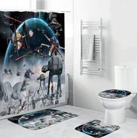 star alien wars printed pattern 180x180cm shower curtain pedestal rug lid toilet cover mat non slip bath mat set bathroom decor