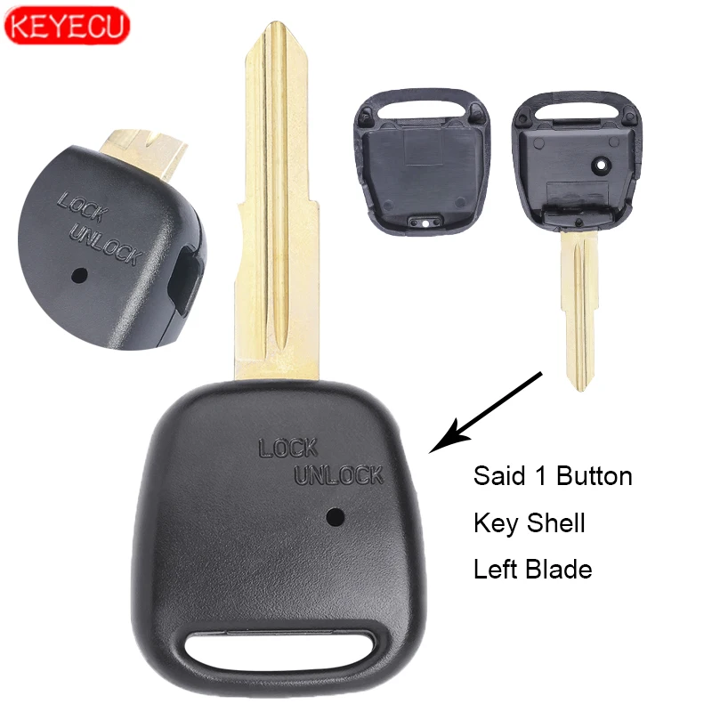 

KEYECU 10PCS Side 1 Button Housing Key Car Remote Fob with Groove on Left of Blade For Old Toyota Key Shell