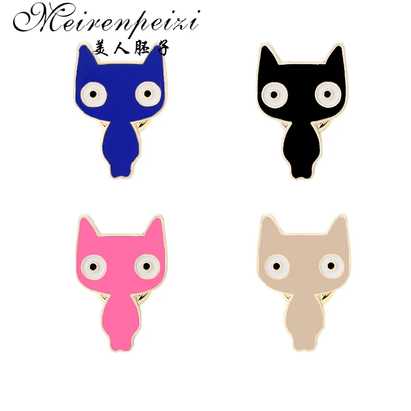 Новые Симпатичные эмалевые броши в виде животных и кошек розового синего черного