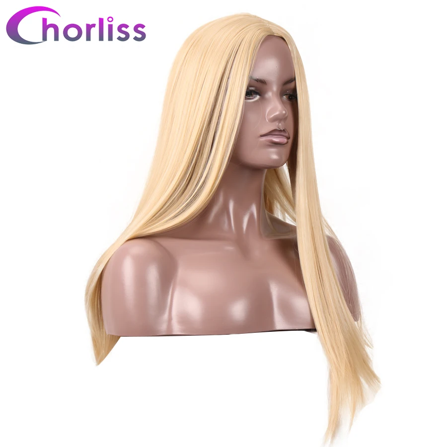 Синтетический длинный прямой средней части парики для черных женщин 26 'ɼhorliss