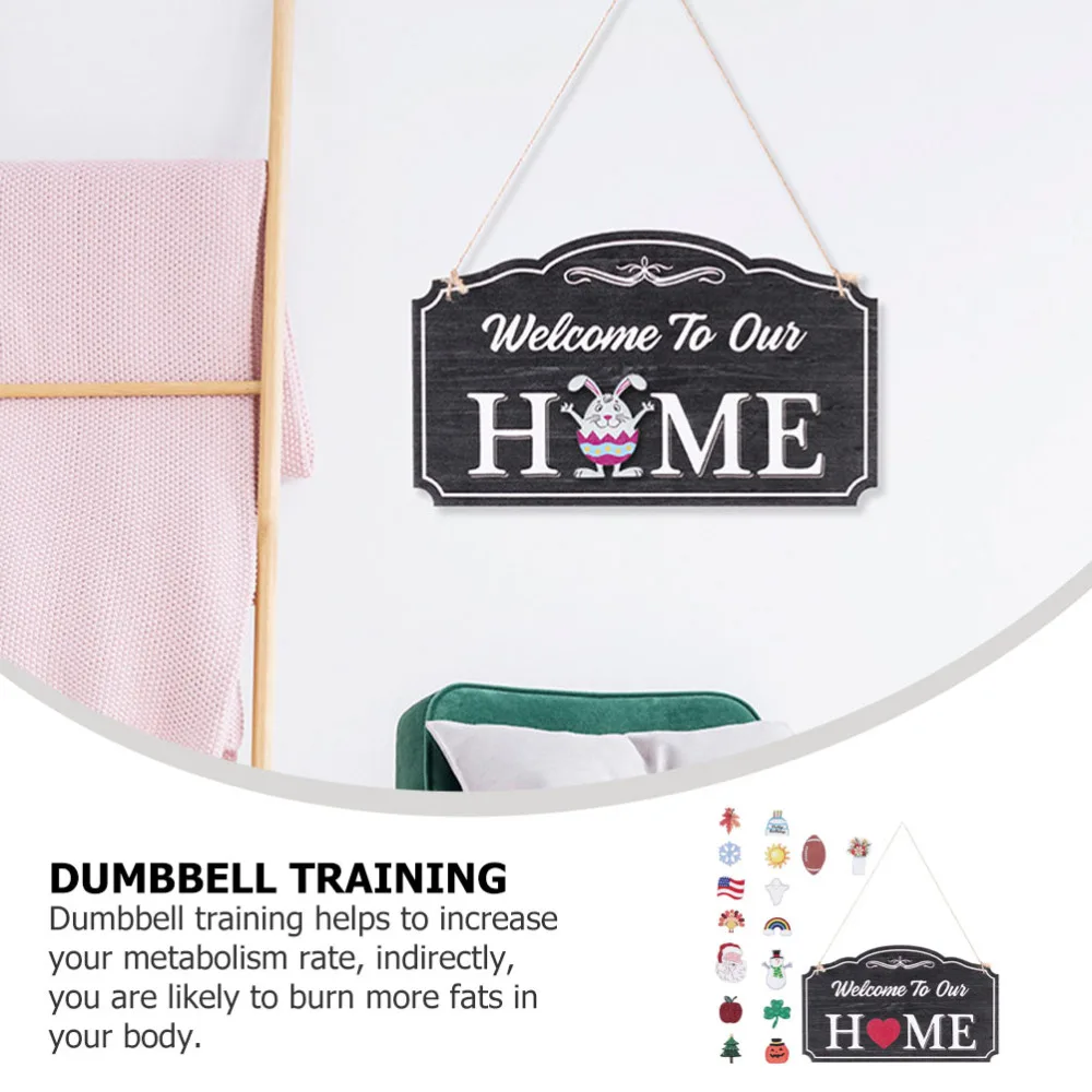 

1Pc Decorative Doorplate Wooden Magnetic Plate Household Welcome Door Pendant