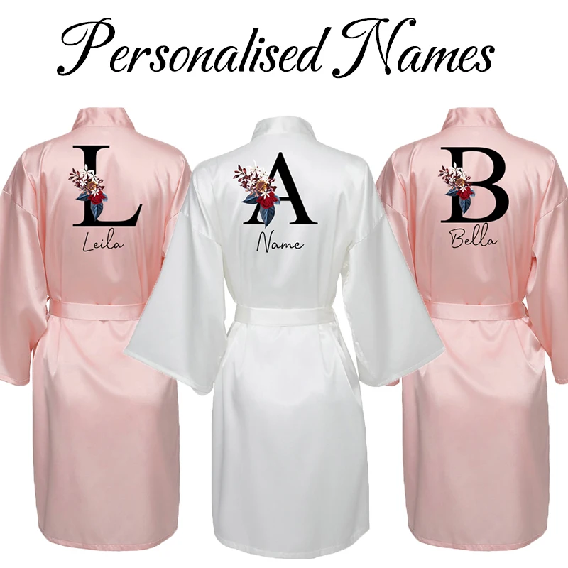 Bride Robe Women Satin Silk Robe Personalised Names 25 Colors Robes for Women Bride Robe Bridesmaid Robe Wedding Robe