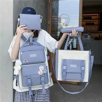 the new korean student fashion multi purpose four piece schoolbag backpack for junior and high school campus college students