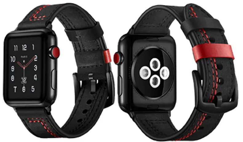 Ремешок из натуральной кожи для apple watch 42 мм 38 мм iWatch 4 ремешка 44 мм/40 мм кожаный ремешок для часов Браслет apple watch 5 4 3