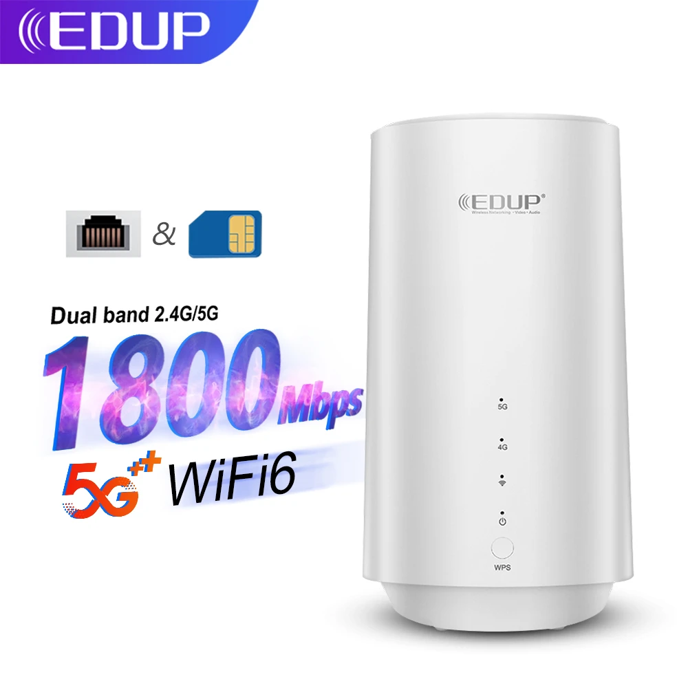 EDUP WiFi6 5G CPE 1800Mbps WiFi Router Dual Band Unlock Wireless Modem 5G Mobile Wifi SIM Card Wireless Router Support Web/APP
