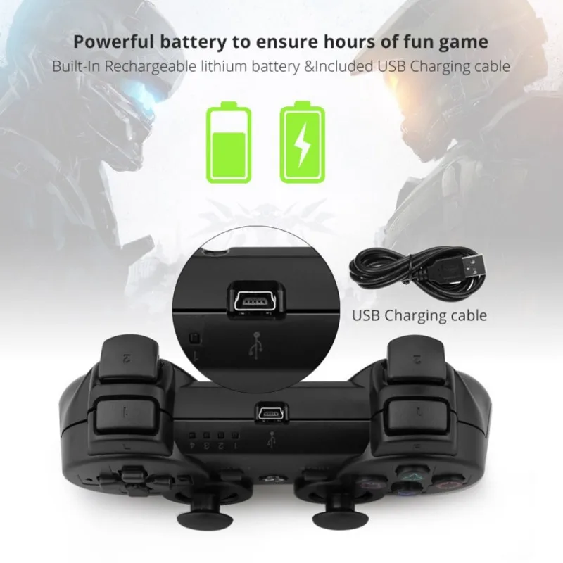Высококачественный беспроводной контроллер для Playstation 3 PS3 Bluetooth с двойным ударом