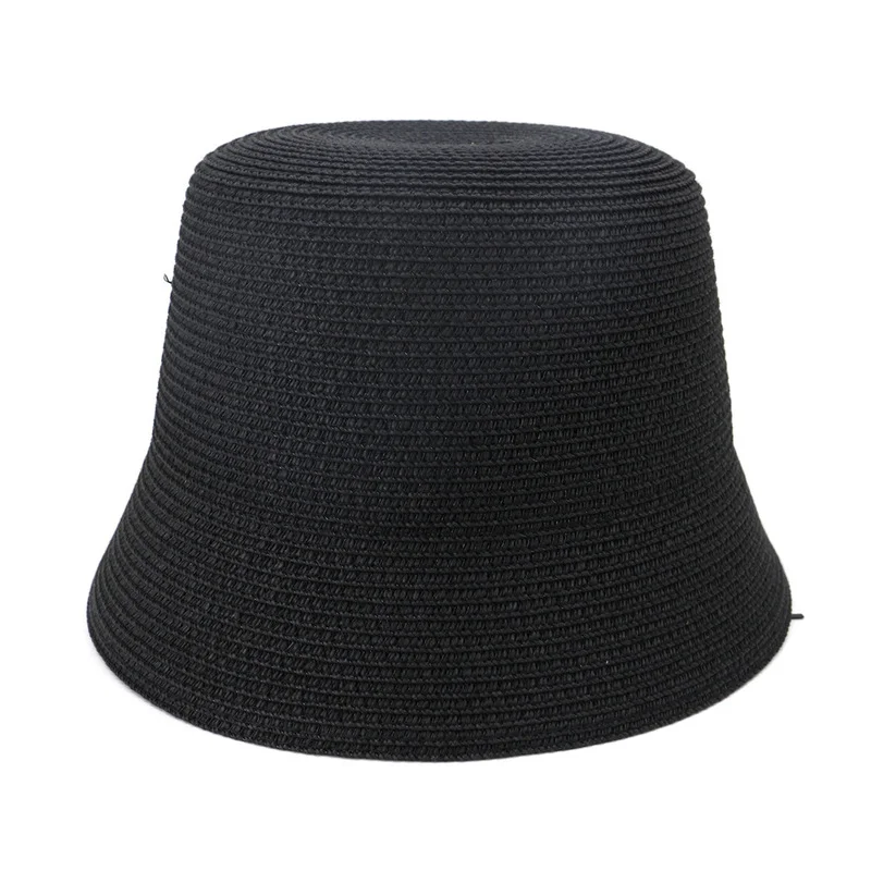 

bucket hats women solid summer straw hats khaki camel black flat top summer hats outdoor casual sun protection beach women hats