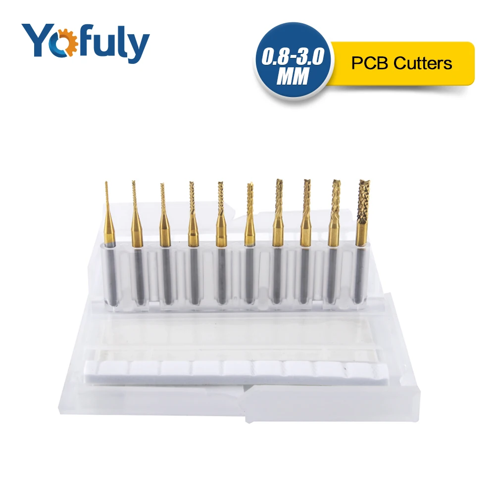 10PCS 0.8-3.0mm Titanium Milling PCB Corn Bits Cutter Tungsten Carbide End Mill Engraving For CNC Wood Cutting | Инструменты