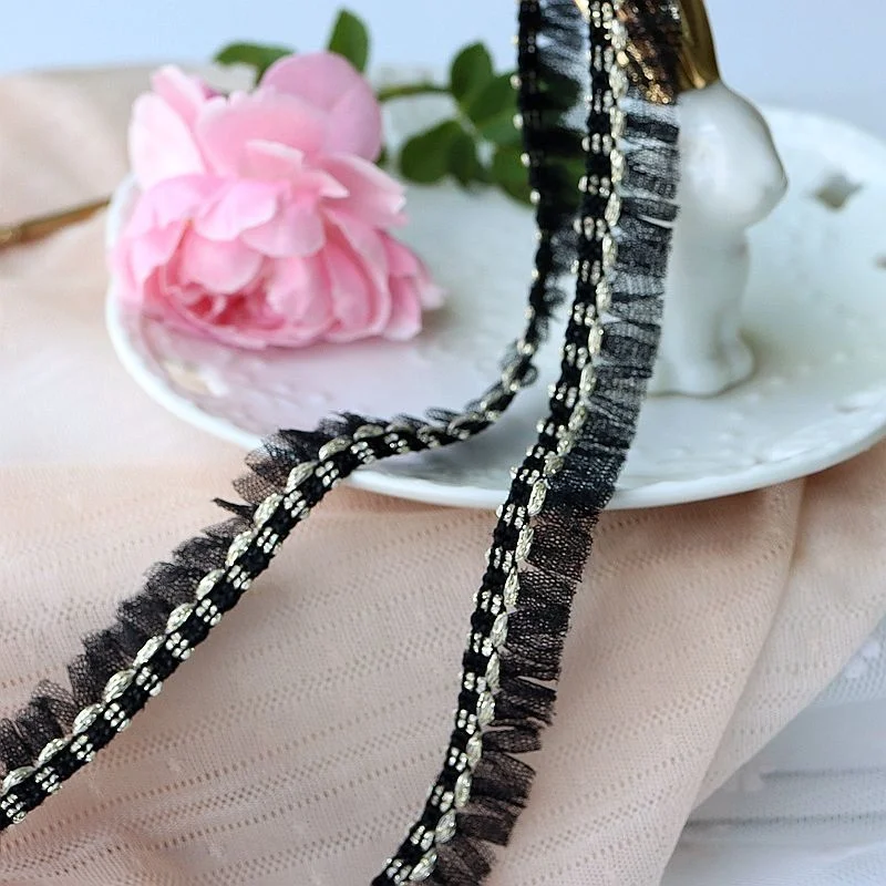 Ширина 1 4 см белая черная сетчатая тесьма Золотой кружевной воротник отделка