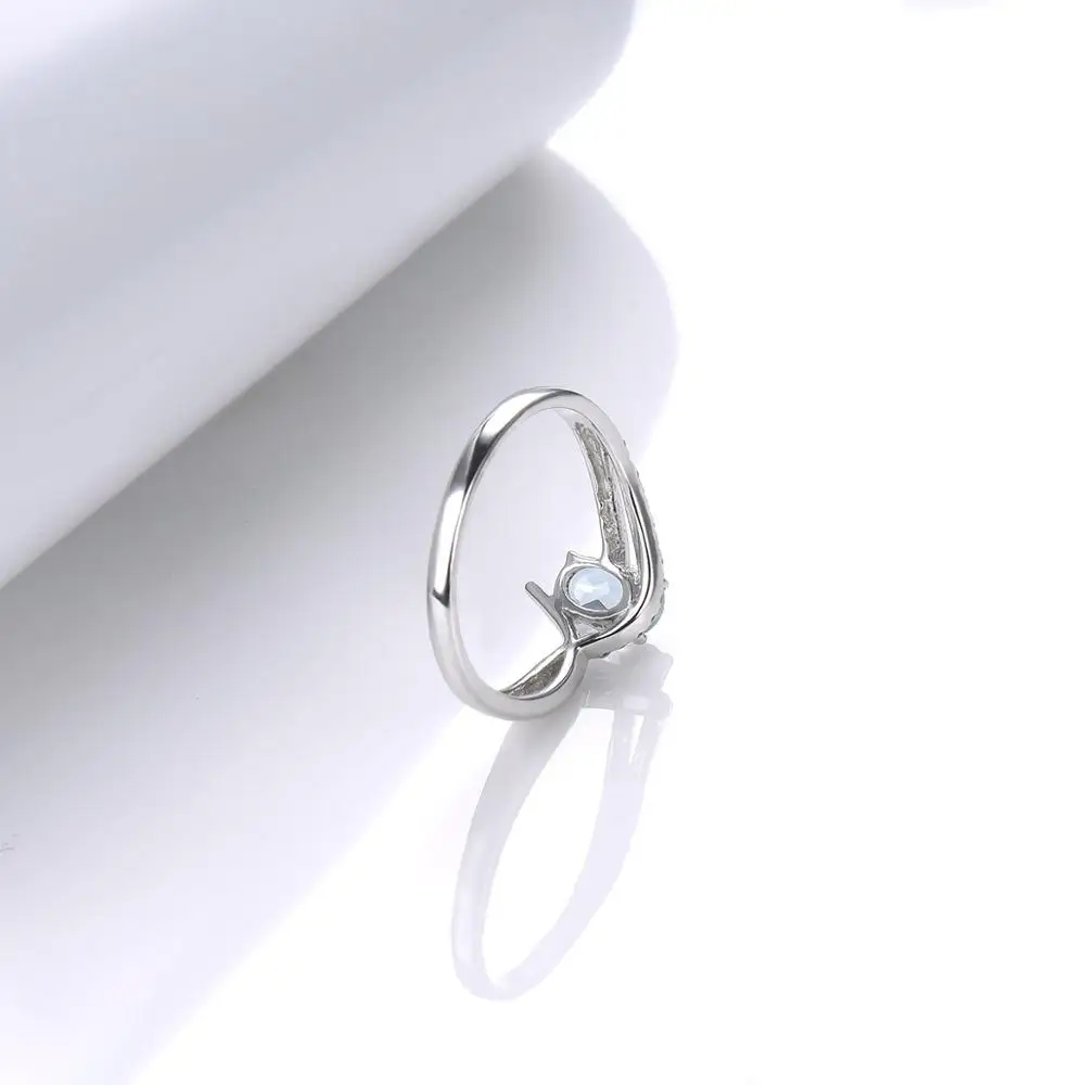 Кольцо с аквамарином LP на заказ подарок день рождения в марте однотонные кольца
