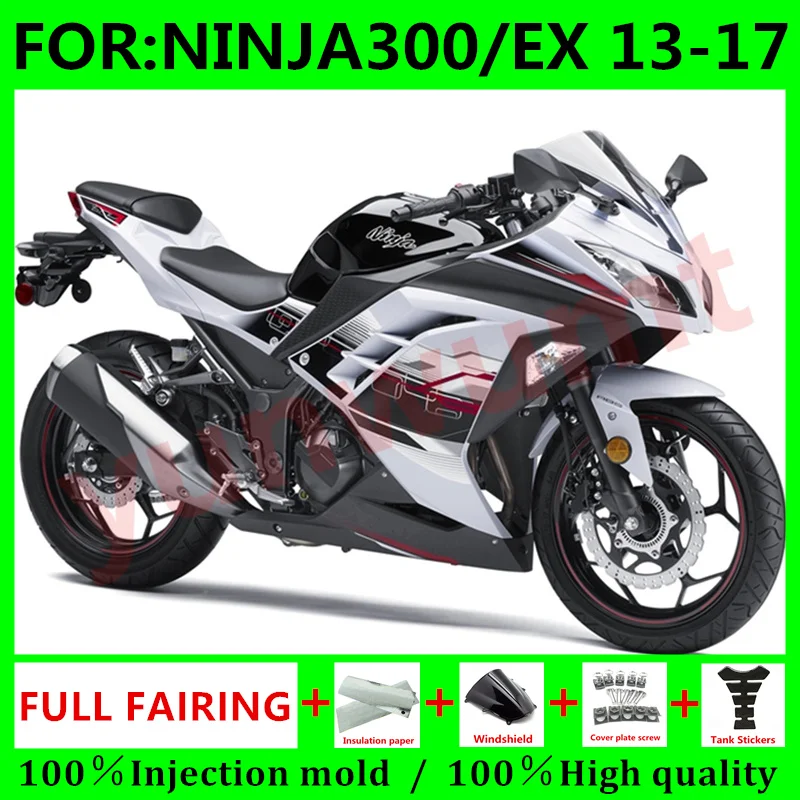 

Motorcycle ABS Injection Mold 100％ fairings Kit fit For Kawasaki NINJA300 Ninja EX 300 12 13 14 15 16 17 Fairing set black white