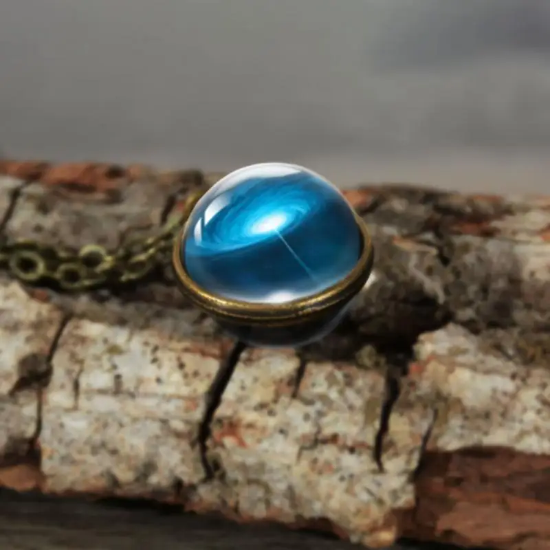 Galaxy Planet стеклянный шар двусторонний кулон ожерелье ручная работа Вселенная