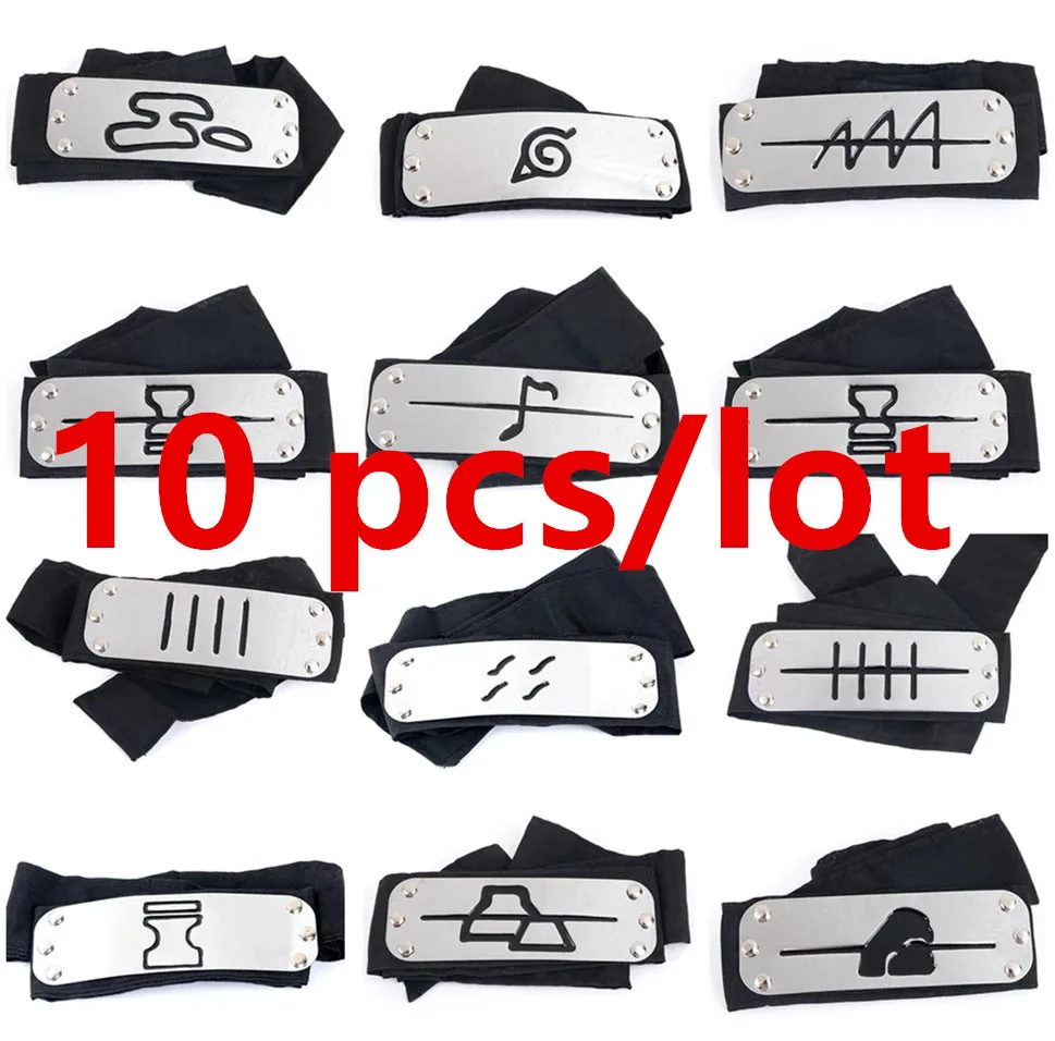 

10pcs Anime Sasuke Cosplay Headband Uzumaki Sasuke Kakash Forehead Fashionable Guard Head Band Cosplay Accessories Kid wholesale