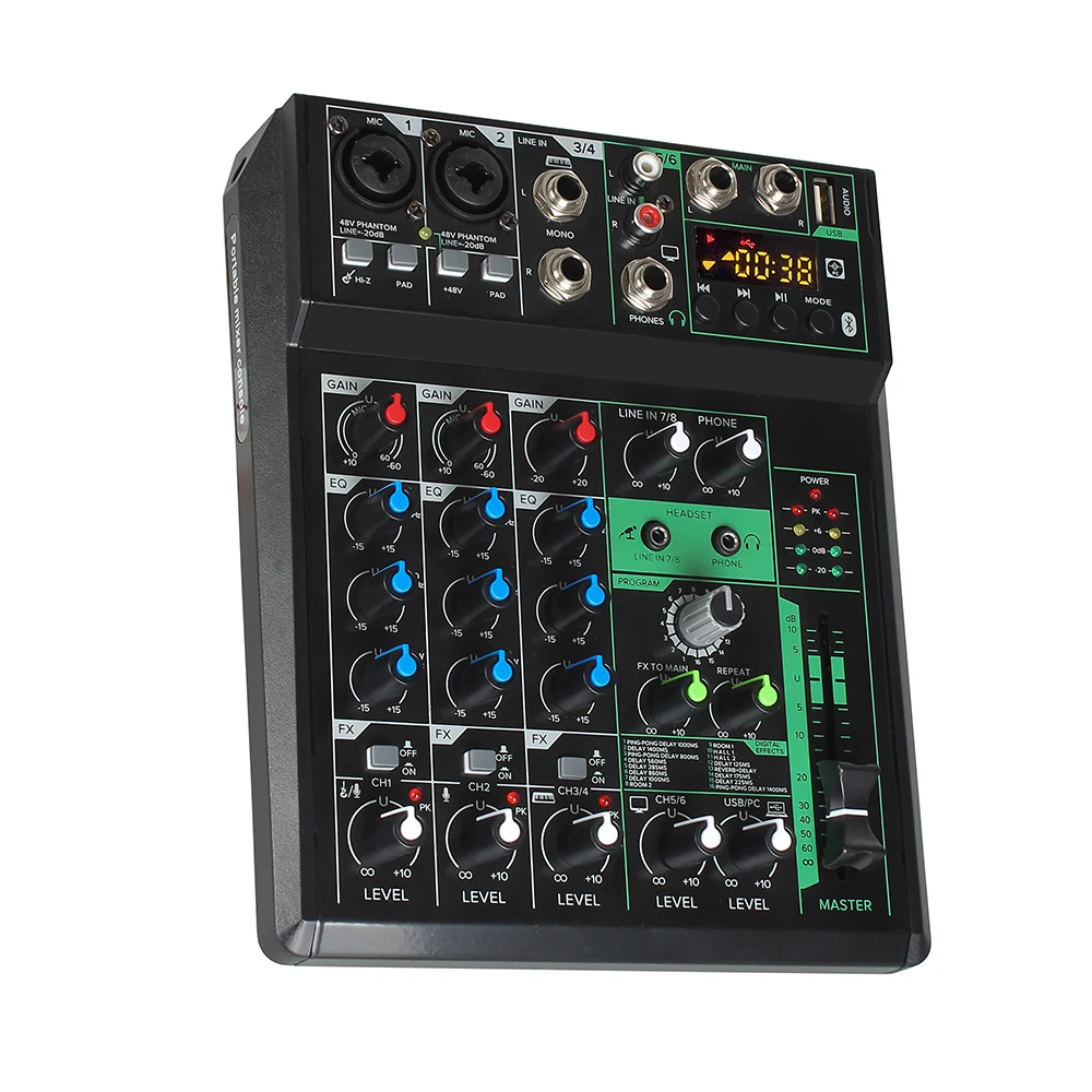 NS-8FX 4-канальный USB-аудио микшер Fantasy Power Многофункциональный миксер 48 В микшерная