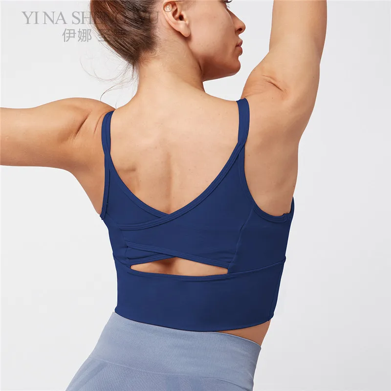 Новинка дышащие женские топы для йоги бюстгальтер однотонный и сексуальный