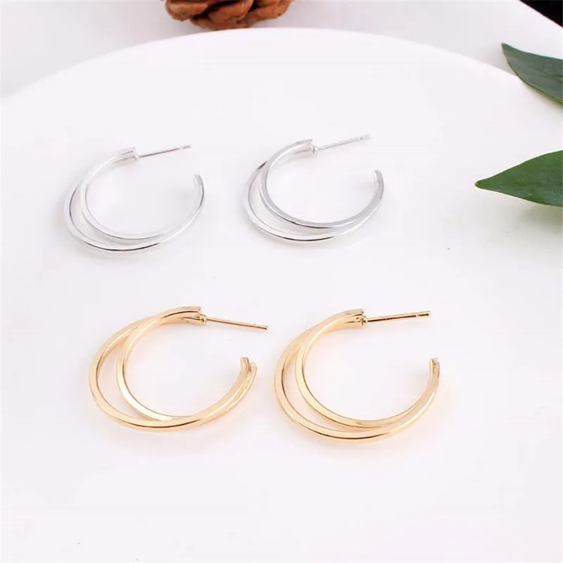 Простые серьги-гвоздики в форме Луны для женщин и девушек полукруглые полые