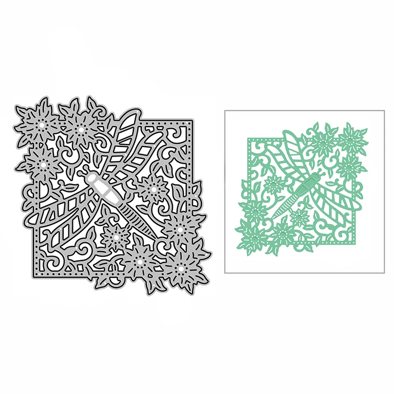 

New Dragonfly Pattern Square Frame 2021 Metal Cutting Dies for DIY Card Making Decor and Scrapbooking Embossing Craft No Stamps